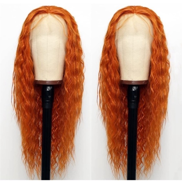 22” Orange DEEP WAVY Curly Lace Front Wig NEW